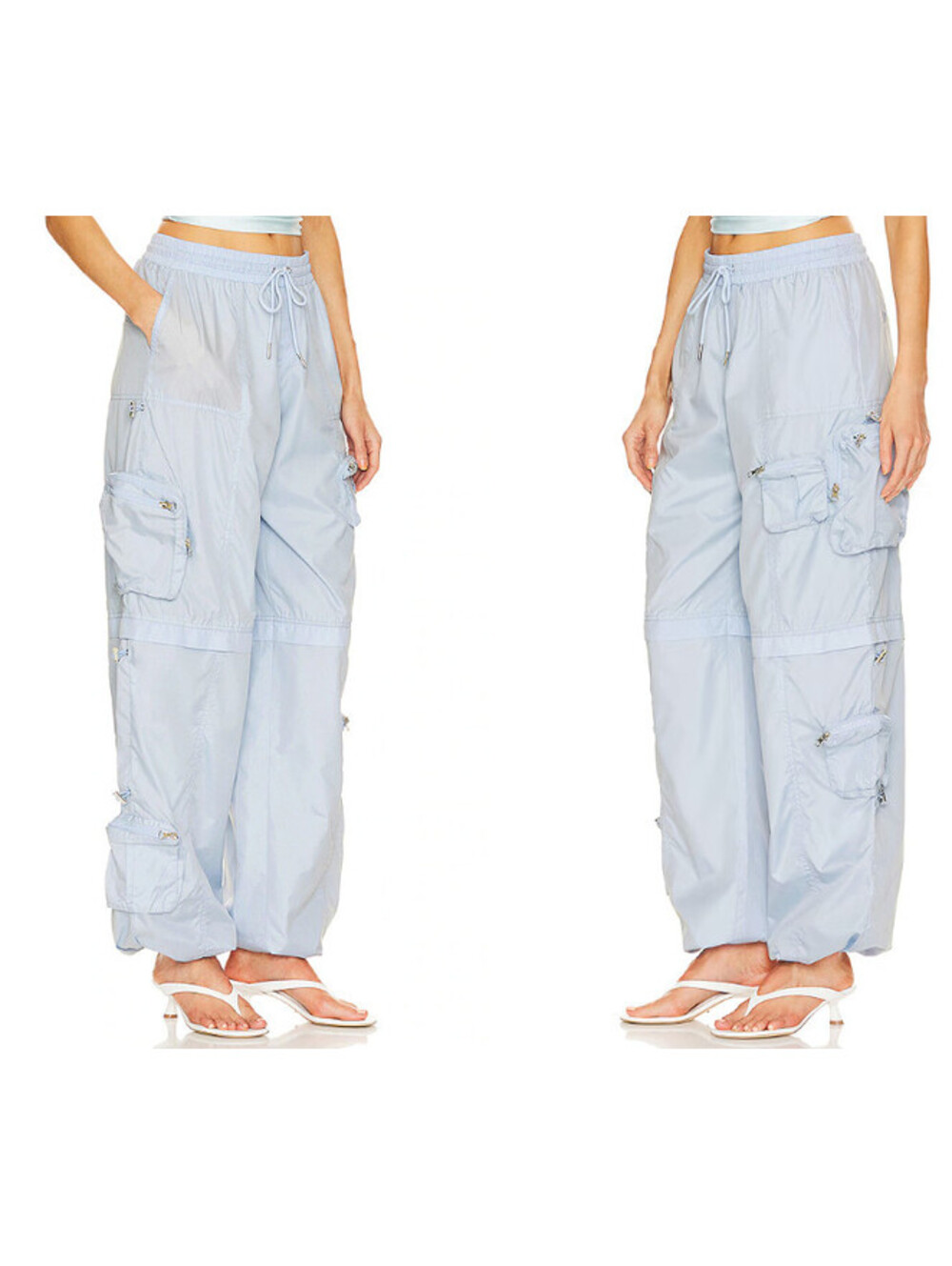 SEROYA  Alba Ruched Cargo Pant Light Blue SIZE S NWT $225MSRP